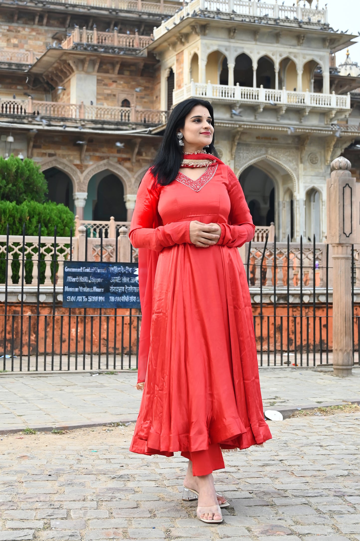 Crimson Anarkali Suit set