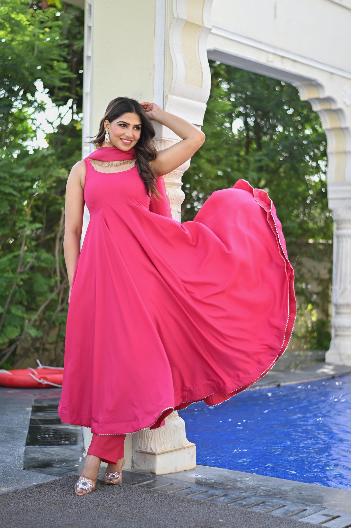 MAGENTA PINK ANARKALI SUIT SET