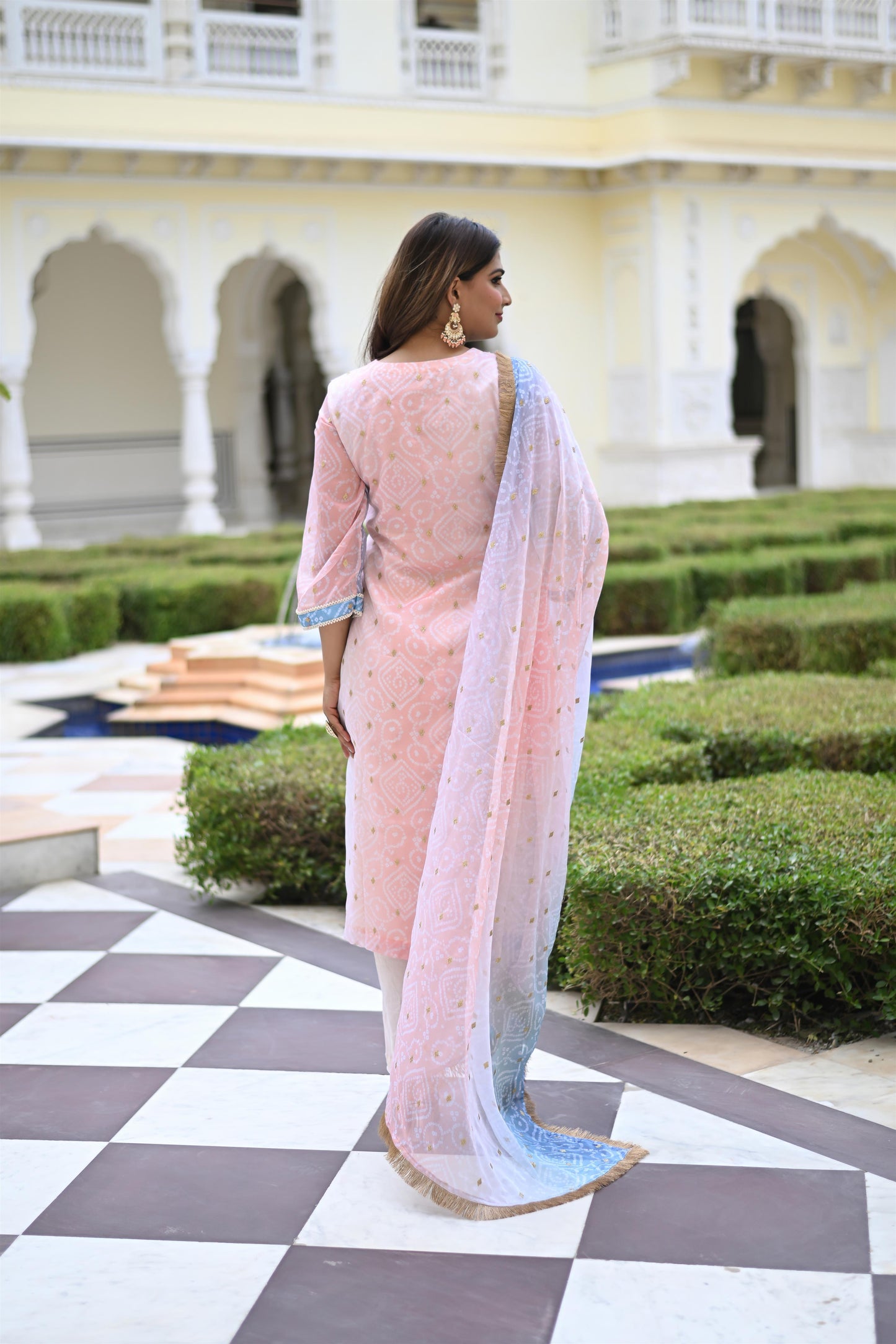 MULTI BANDHEJ STRAIGHT SUIT SET