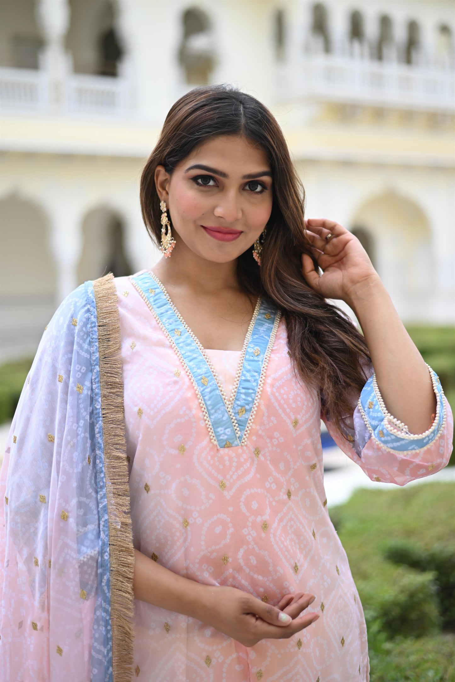 MULTI BANDHEJ STRAIGHT SUIT SET