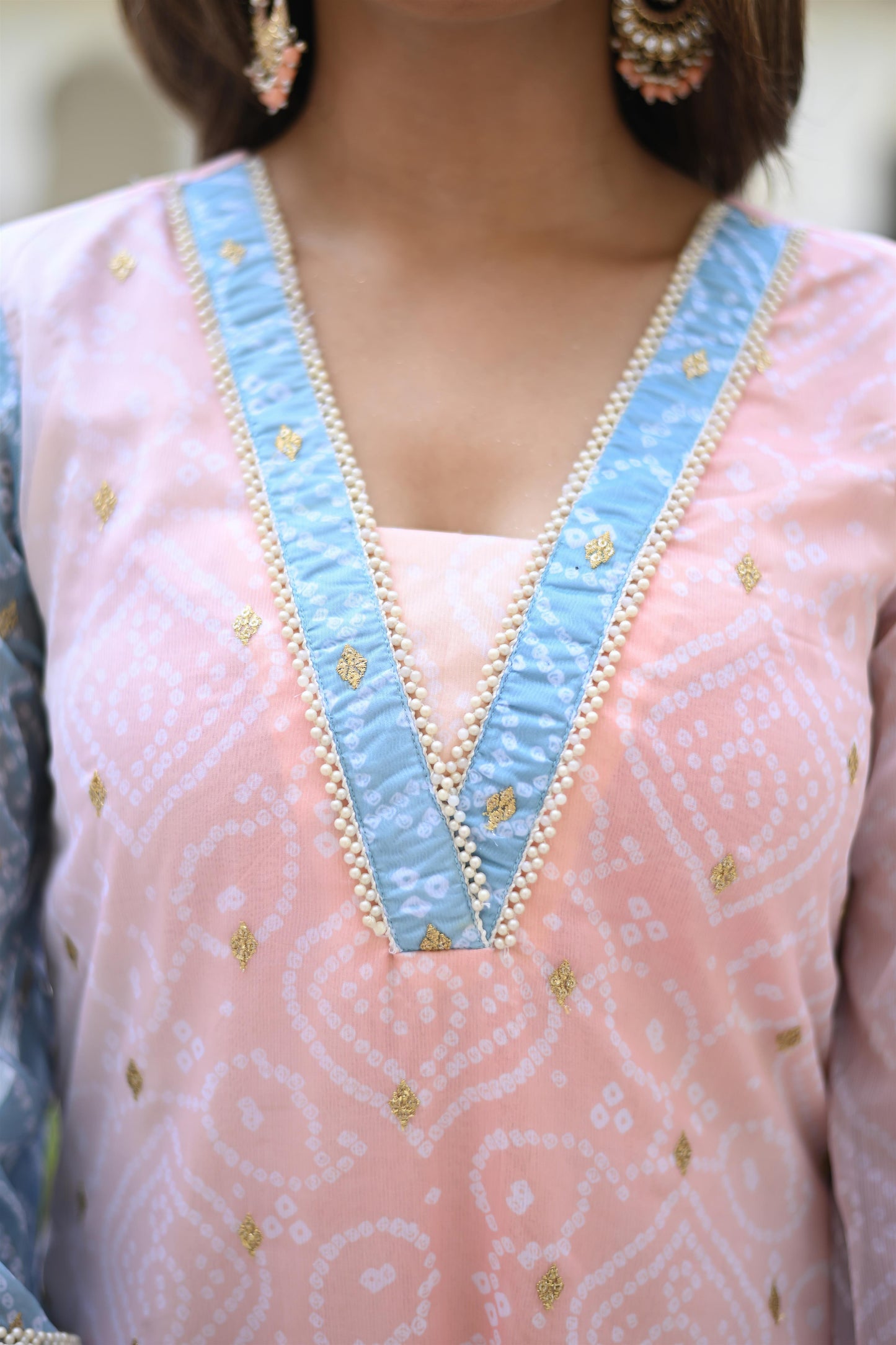 MULTI BANDHEJ STRAIGHT SUIT SET