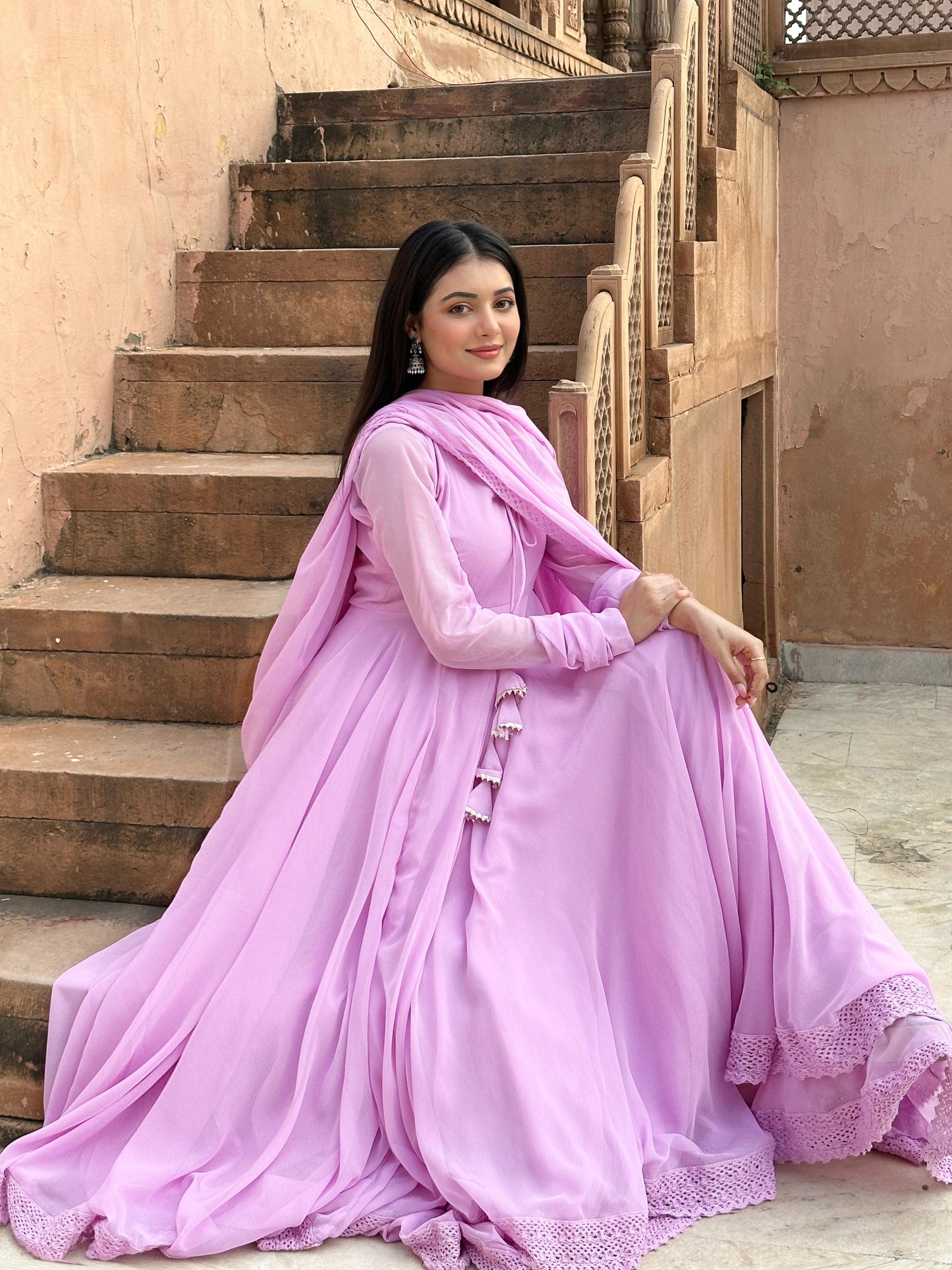 MAUVE ANARKALI SUIT SET
