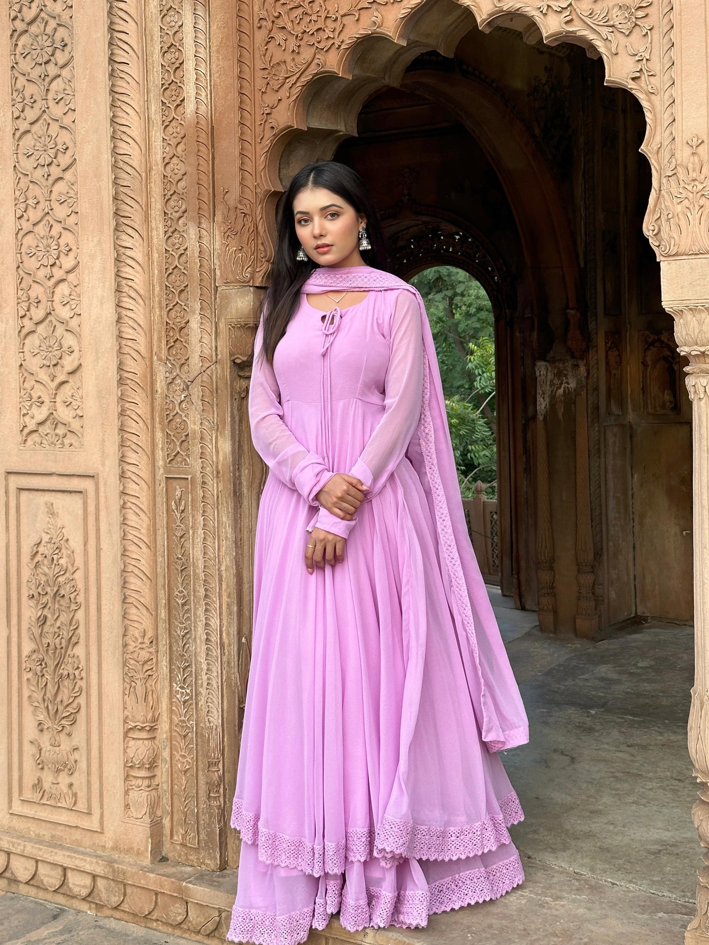 MAUVE ANARKALI SUIT SET