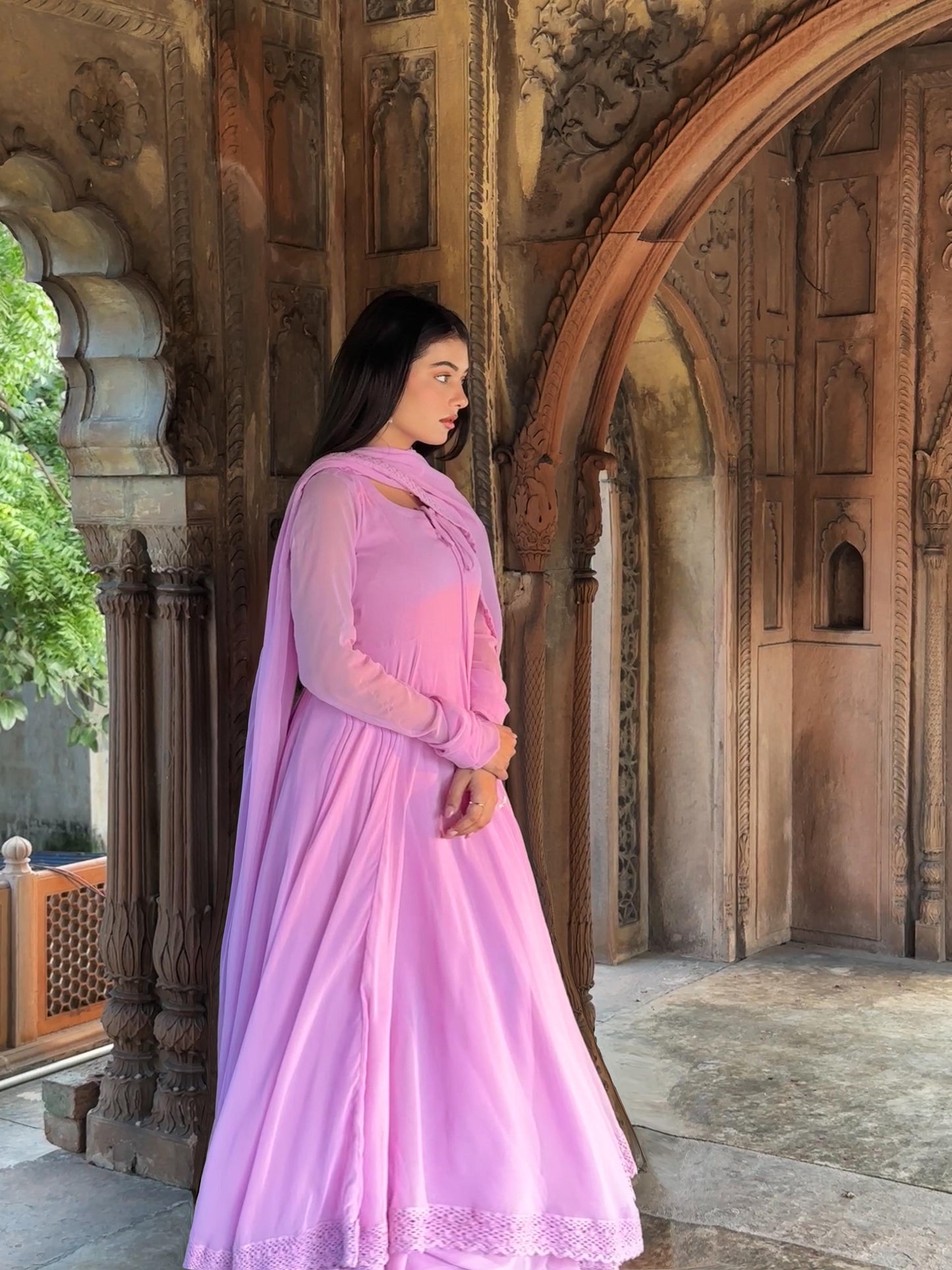 MAUVE ANARKALI SUIT SET