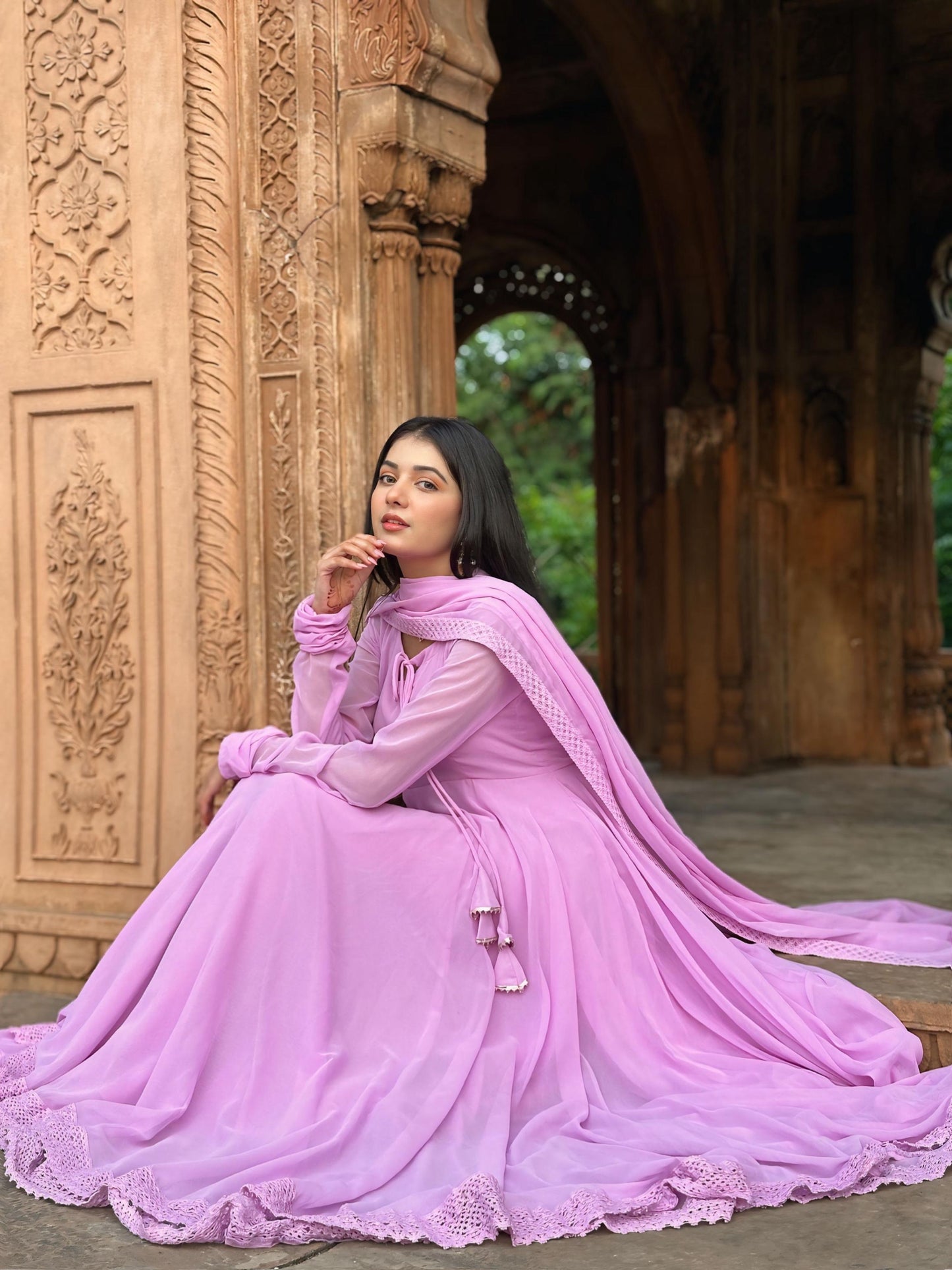 MAUVE ANARKALI SUIT SET